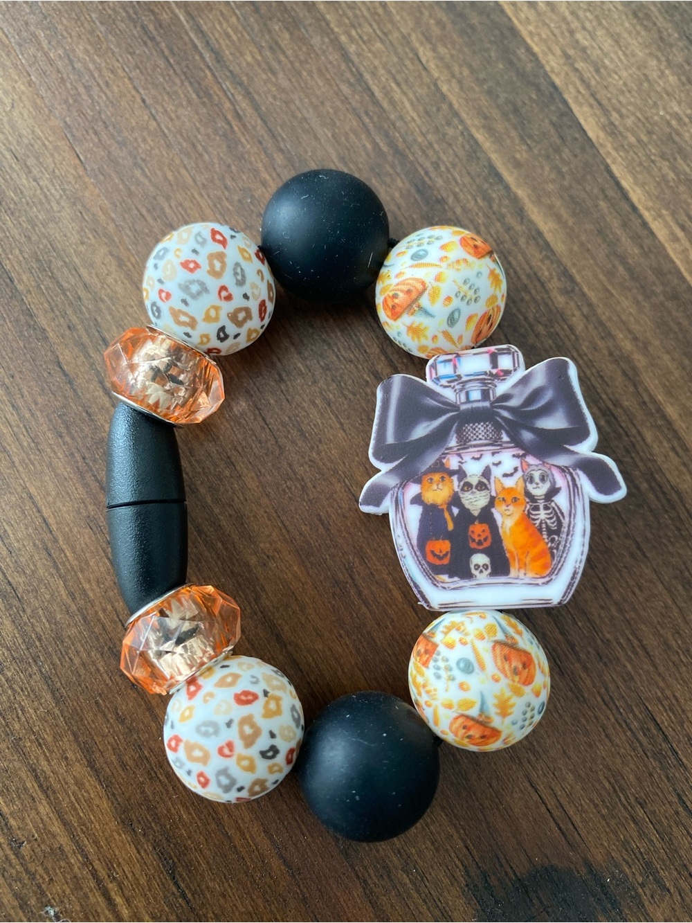 Halloween Cat Perfume Bottle - Black & Orange Cup Charm